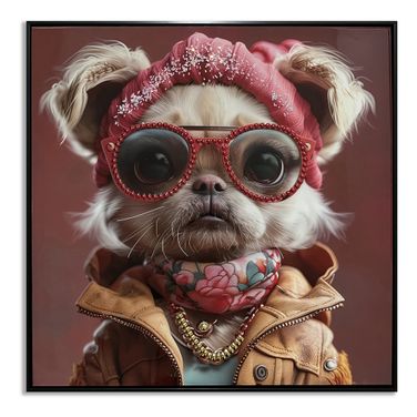 Untamed Female Fancy Dog Canvas Wall Art In Multi