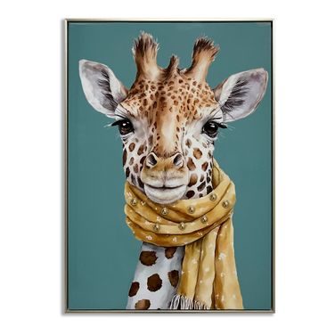 Untamed Giraffe with Mustard Scarf Canvas Wall Art In Multi