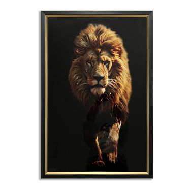Untamed Lion Walking Canvas Wall Art In Multi