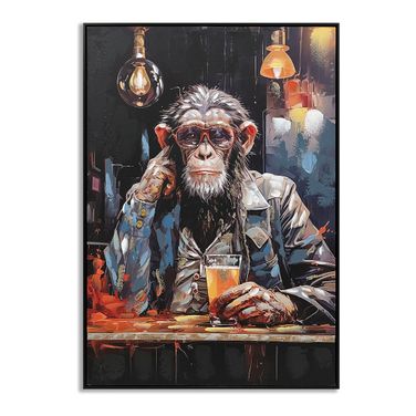Untamed Whimsical Chimp Cocktail Canvas Wall Art In Multi