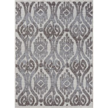 Untra Moroccan Damask Power-Loomed Indoor/Outdoor Area Rug In Blue and Gray