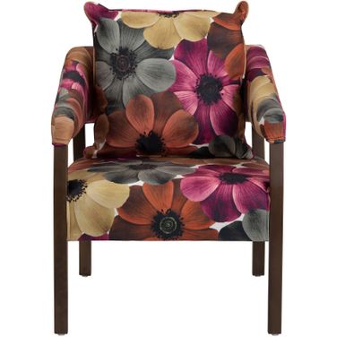 Upholstered Accent Chair In Brown and Pink