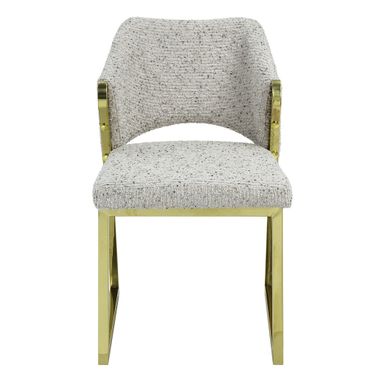 Upholstered Boucle Wing Back Dining Side Chair In Gold and Beige