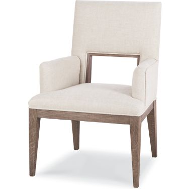 Upholstered Dining Arm Chair In Timber Grey