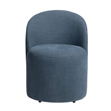 Upholstered Dining Chairs with Castors Set of 2 In Blue