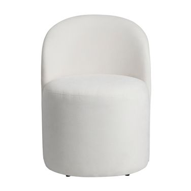 Upholstered Dining Chairs with Castors Set of 2 In White