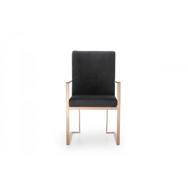 Upholstered Fabric Dining Arm Chair In Black and Gold