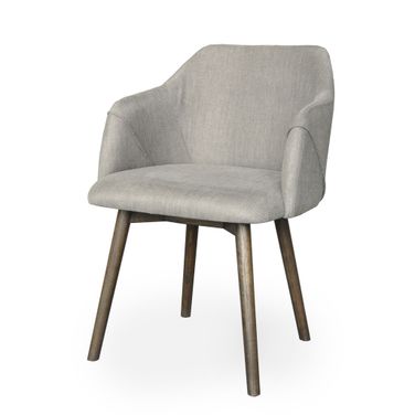 Upholstered Fabric Dining Arm Chair In Brown and Gray