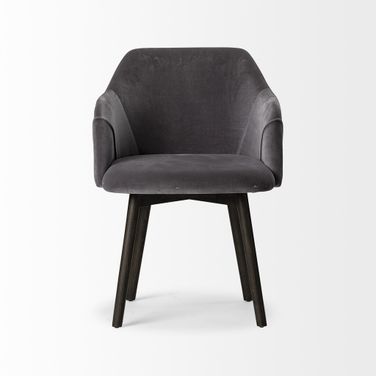 Upholstered Fabric Dining Arm Chair In Gray and Black