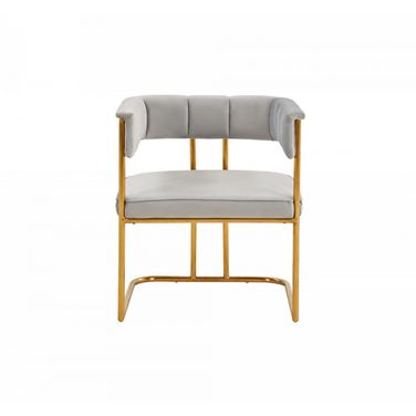 Upholstered Fabric Dining Arm Chair In Gray and Gold