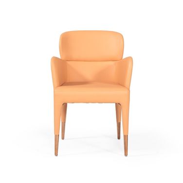 Upholstered Fabric Dining Arm Chair In Peach