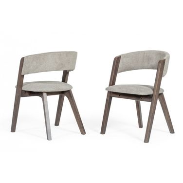 Upholstered Fabric Dining Arm Chairs Set of 2 In Brown and Gray