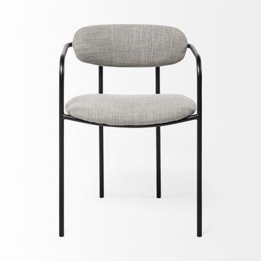 Upholstered Fabric Dining Arm Chairs Set of 2 In Gray and Black