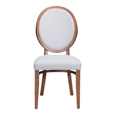 Upholstered Fabric King Louis Back Dining Side Chairs Set of 2 In Brown and Gray