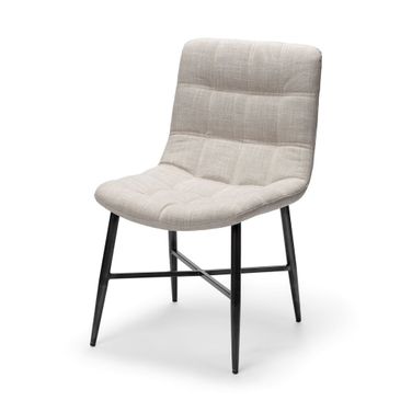 Upholstered Fabric Open Back Side Chairs Set of 2 In White and Black