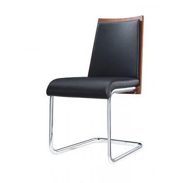 Upholstered Faux Leather Dining Parsons Chairs Set of 2 In Silver and Black