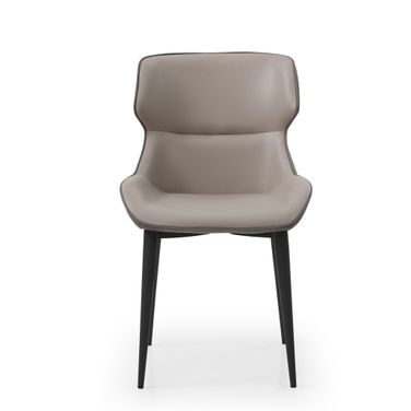 Upholstered Faux Leather Dining Side Chair In Gray and Black