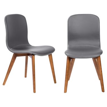 Upholstered Faux Leather Dining Side Chairs Set of 2 In Brown and Gray