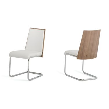 Upholstered Faux Leather Dining Side Chairs Set of 2 In White and Silver