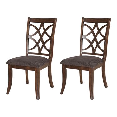Upholstered Microfiber Dining Side Chairs Set of 2 In Brown and Dark Brown