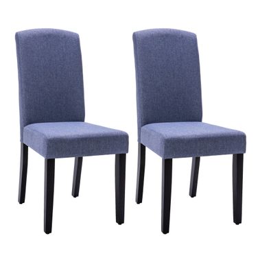 Upholstered Polyester Dining Parsons Chairs Set of 2 In Navy Blue and Black