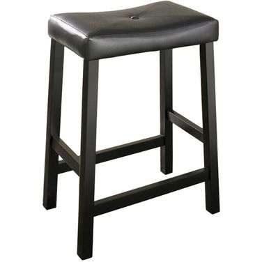 Upholstered Saddle Seat 2 Piece Counter Height Barstool Set In Black