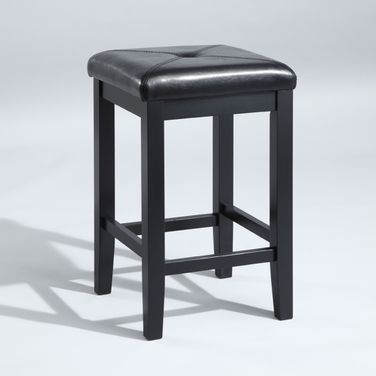 Upholstered Square Seat 2 Piece Counter Height Barstool Set In Black