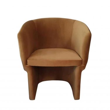 Upholstered Velvet Dining Arm Chair In Burnt Umber