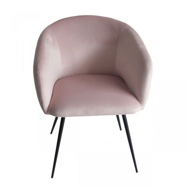 Upholstered Velvet Dining Arm Chair In Pink and Black