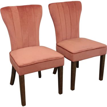 Upholstered Velvet Dining Parsons Chairs Set of 2 In Blush and Brown