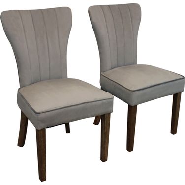 Upholstered Velvet Dining Parsons Chairs Set of 2 In Brown and Gray