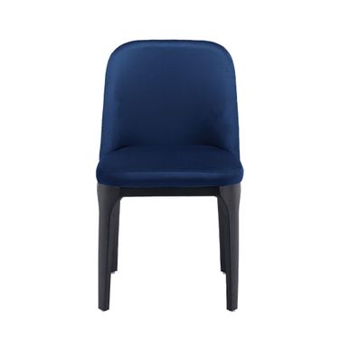 Upholstered Velvet Dining Side Chair In Blue and Black