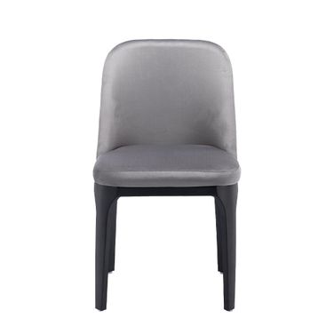 Upholstered Velvet Dining Side Chair In Gray and Black