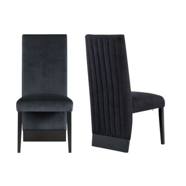 Upholstered Velvet Dining Side Chairs Set of 2 In Black