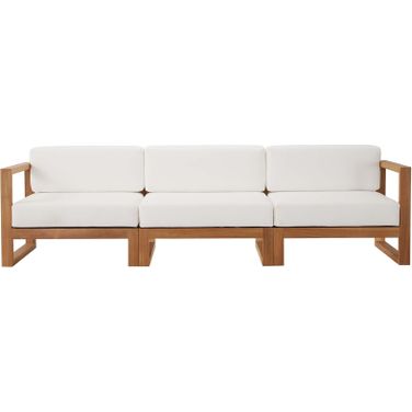 Upland Outdoor Patio Teak Wood 3-Piece Sectional Sofa Set