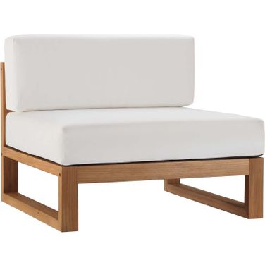 Upland Outdoor Patio Teak Wood Armless Chair In Natural White