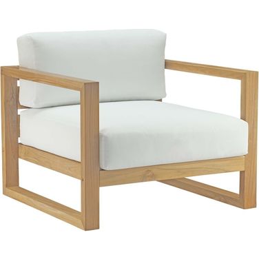 Upland White Outdoor Patio Teak Arm Chair