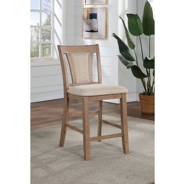 Upminster Counter Height Chair Set of 2 In Natural and Beige