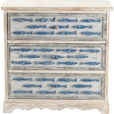 Upstream Three Drawer Chest In Cream and Blue
