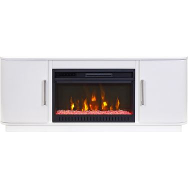 Uptown Modern 60" TV Stand with Fireplace Console In White
