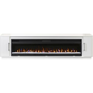 Uptown Modern 84" TV Stand with Fireplace Console In White