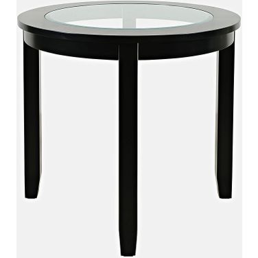 Urban Icon 42 Inch Round Counter Height Glass Inlay Dining Table In Black