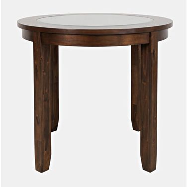 Urban Icon 42 Inch Round Counter Height Glass Inlay Dining Table In Merlot