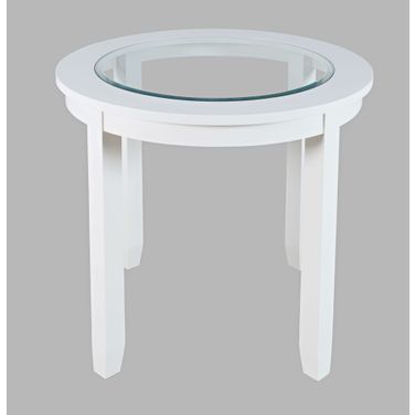 Urban Icon 42 Inch Round Counter Height Glass Inlay Dining Table In White