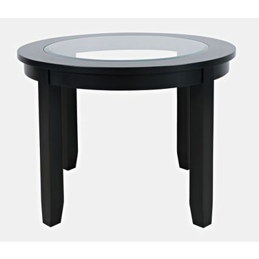 Urban Icon 42 Inch Round Glass Inlay Dining Table In Black