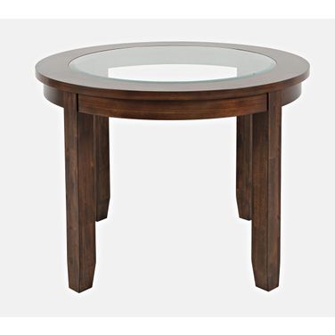 Urban Icon 42 Inch Round Glass Inlay Dining Table In Merlot