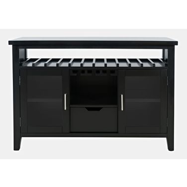 Urban Icon 48 Inch Buffet Server with Wine Rack and Stemware Rack In Black