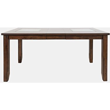 Urban Icon 66 Inch Extension Glass Inlay Dining Table In Merlot