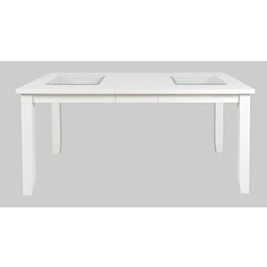 Urban Icon 66 Inch Extension Glass Inlay Dining Table In White