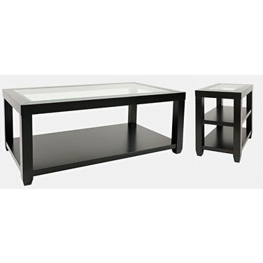 Urban Icon Black Glass Inlay Rectangular Occasional Table Set